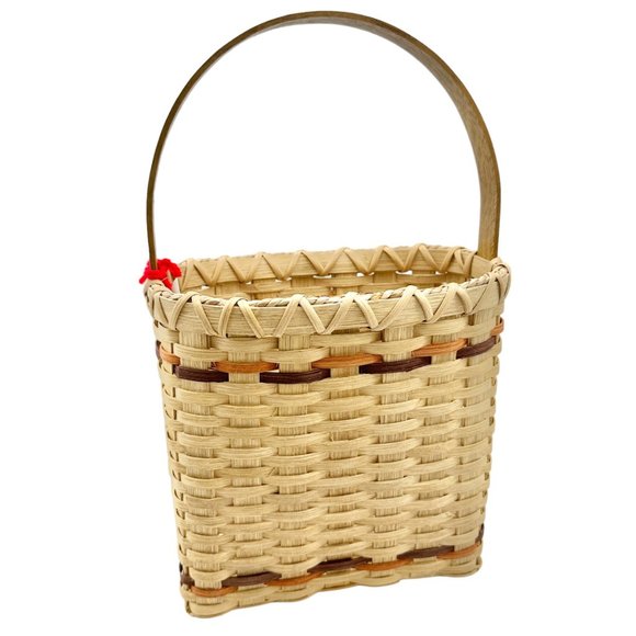 Handmade Basket Falling Leaves Oval Shaped with Handle and Leaves Decoration - Picture 6 of 16